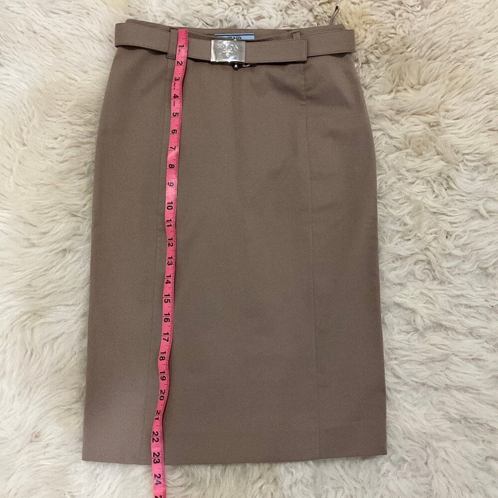 Prada Milano Beige Belted Pencil Skirt Size 38 - Like New - Picture 10 of 16